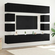 Set TV komoda Zidne 8 pcs Crni hrast Konstruirano drvo