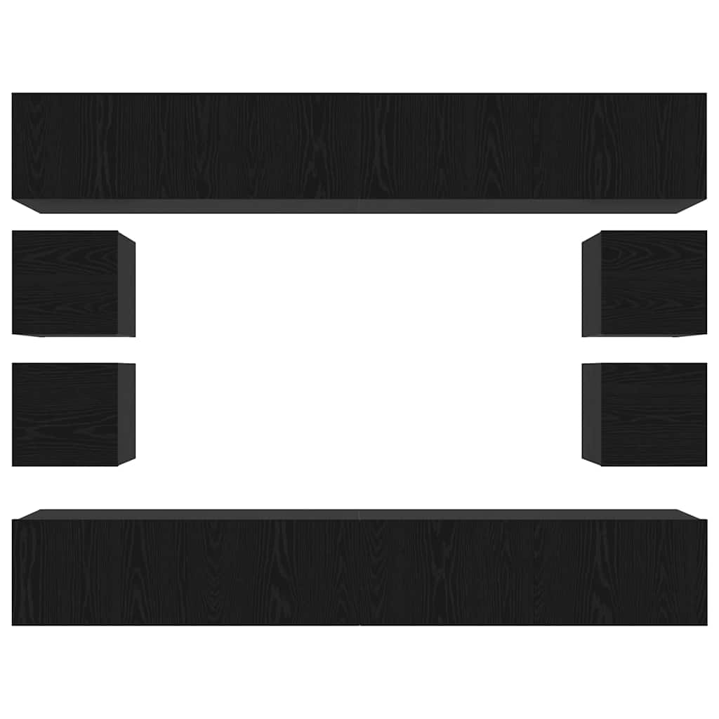 Set TV komoda Zidne 8 pcs Crni hrast Konstruirano drvo