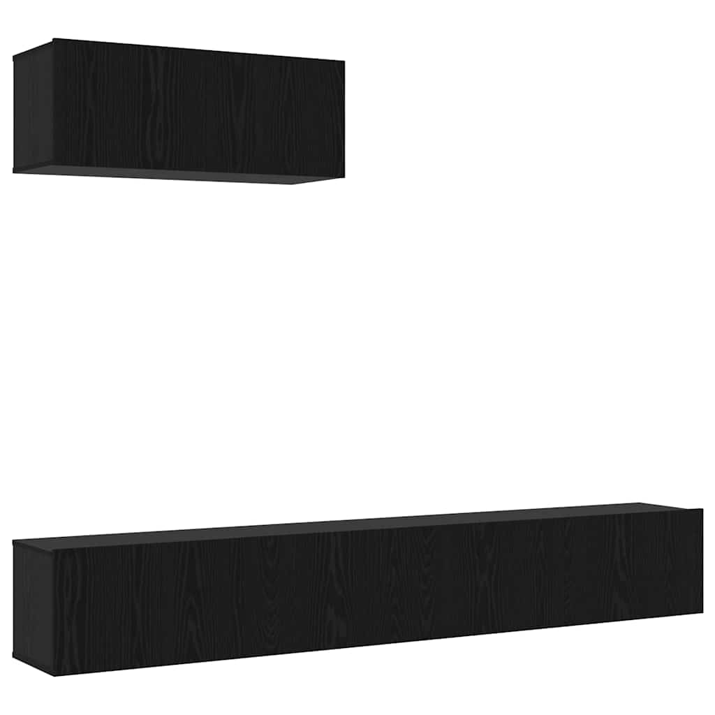 Set TV komoda Zidne 3 pcs Crni hrast Konstruirano drvo