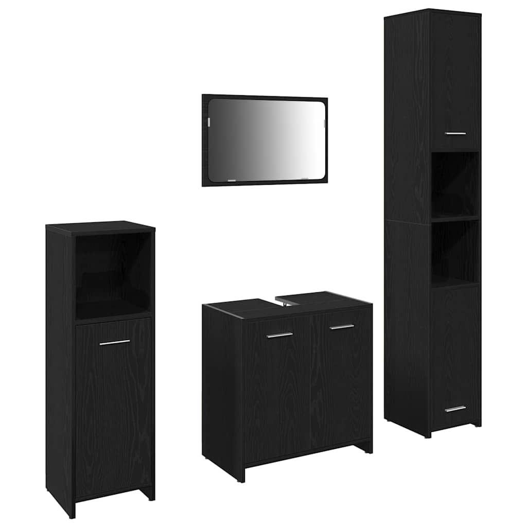 Set namještaja za kupaonicu 4 pcs Crni hrast Konstruirano drvo