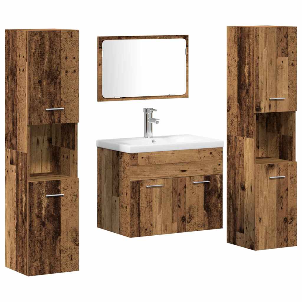 Set namještaja za kupaonicu 4 pcs Staro drvo Konstruirano drvo