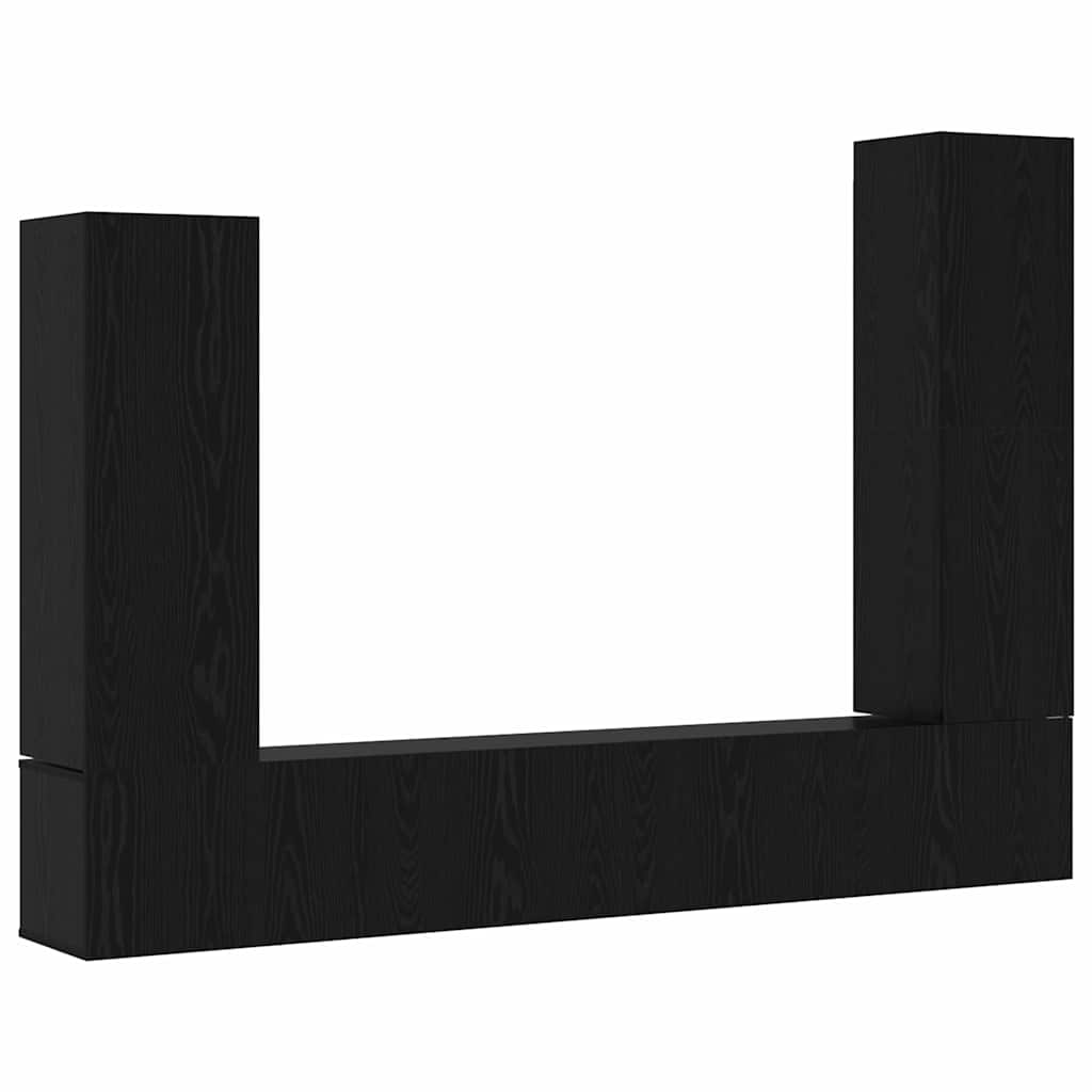 Set TV komoda Zidne 4 pcs Crni hrast Konstruirano drvo