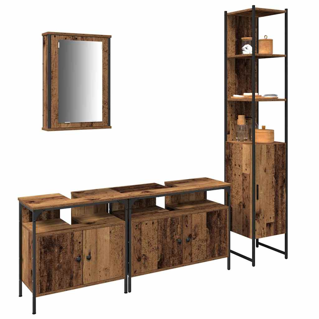 Set namještaja za kupaonicu 4 pcs Staro drvo Konstruirano drvo