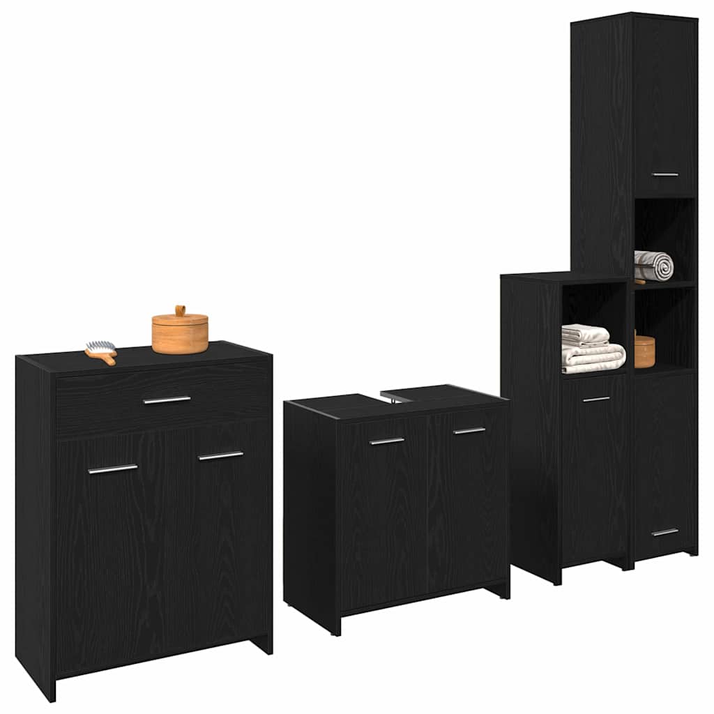 Set namještaja za kupaonicu 4 pcs Crni hrast Konstruirano drvo