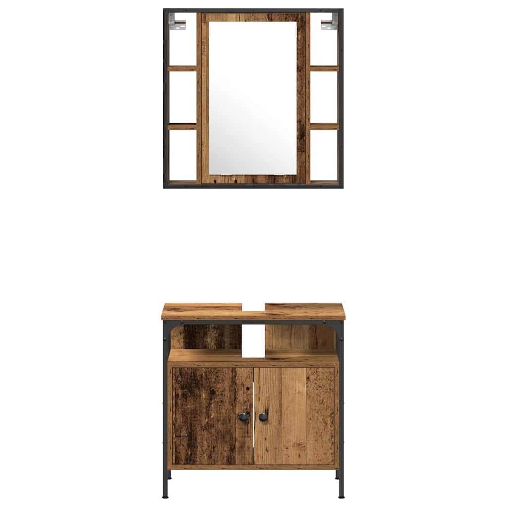 Set namještaja za kupaonicu 4 pcs Staro drvo Konstruirano drvo