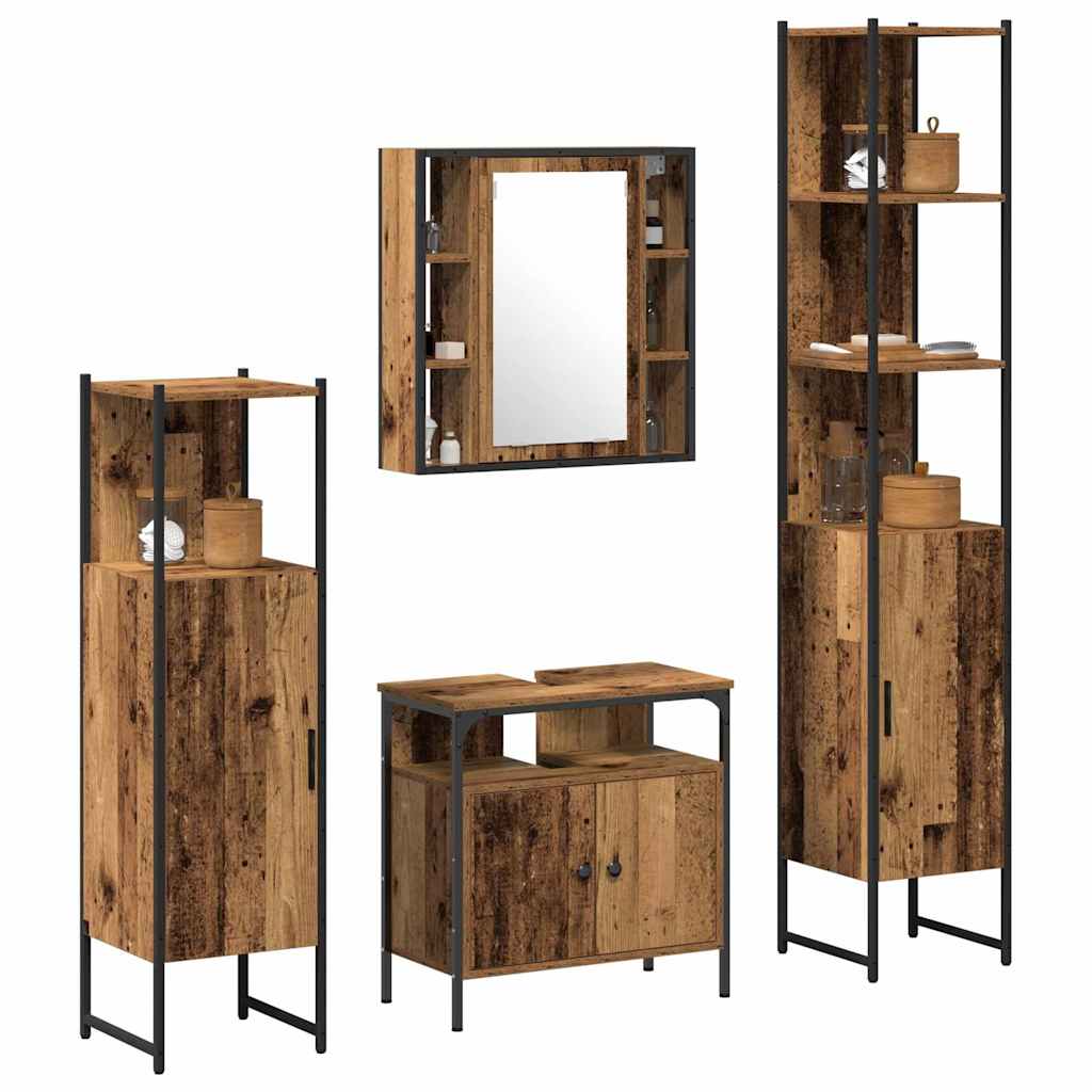 Set namještaja za kupaonicu 4 pcs Staro drvo Konstruirano drvo