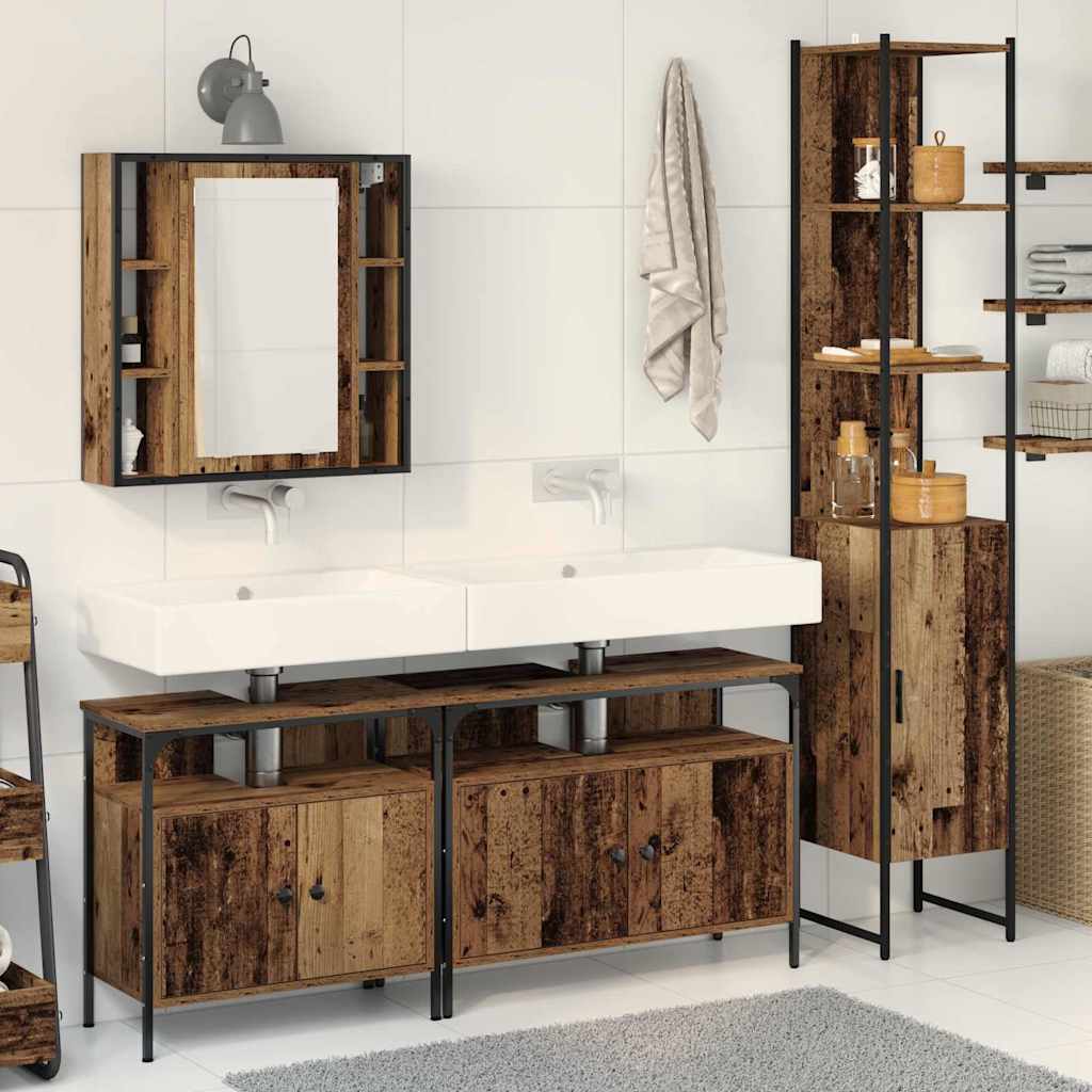 Set namještaja za kupaonicu 4 pcs Staro drvo Konstruirano drvo