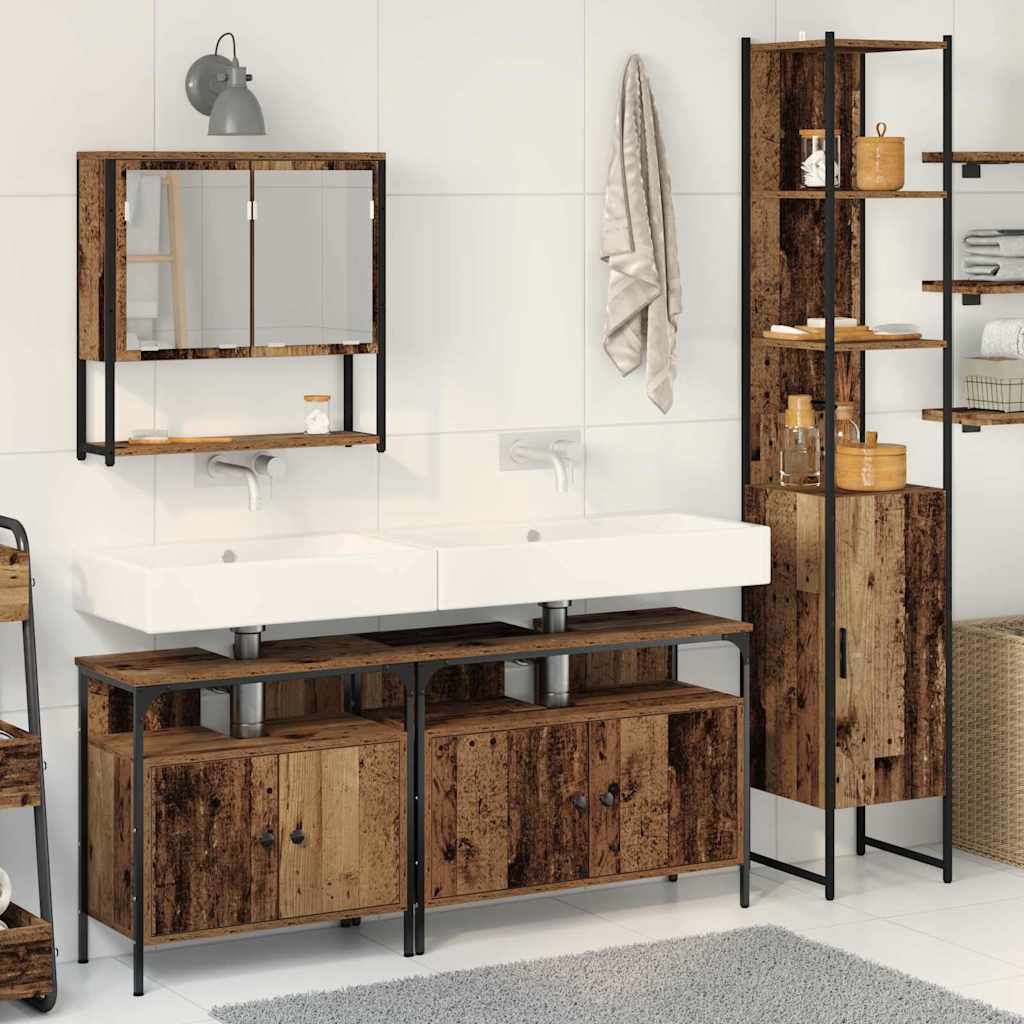 Set namještaja za kupaonicu 4 pcs Staro drvo Konstruirano drvo