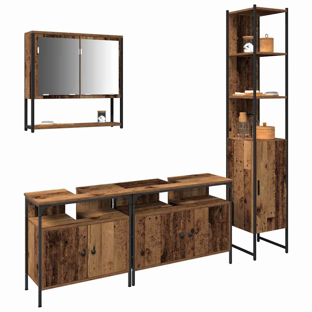 Set namještaja za kupaonicu 4 pcs Staro drvo Konstruirano drvo