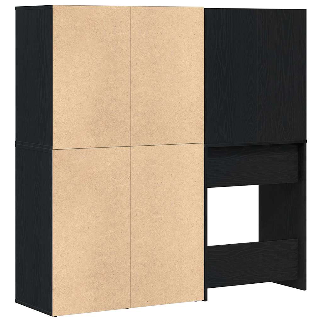 LED Set Toaletnog Stola s ladicama Crni hrast 140 x 40 x 140 cm