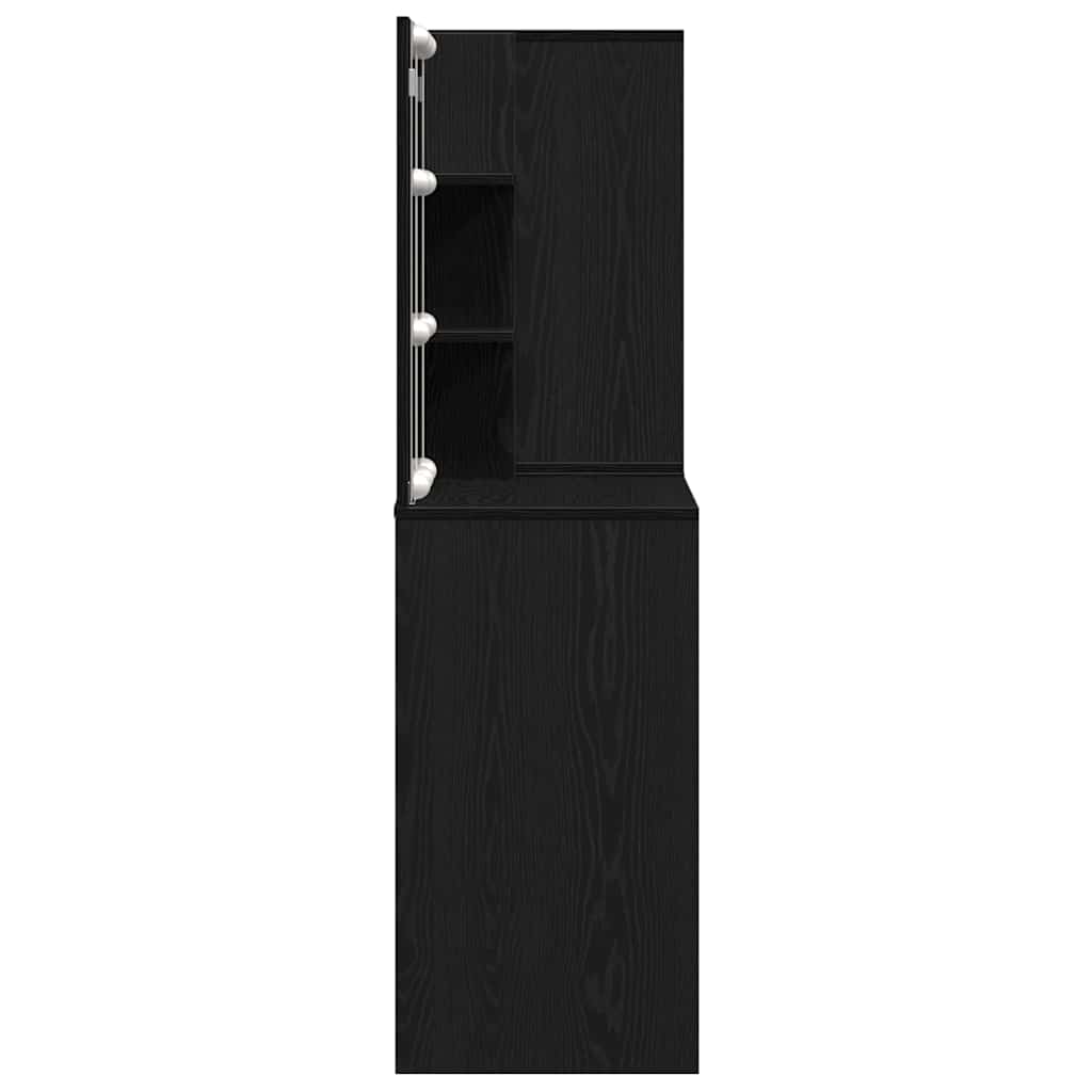 LED Set Toaletnog Stola s ladicama Crni hrast 140 x 40 x 140 cm