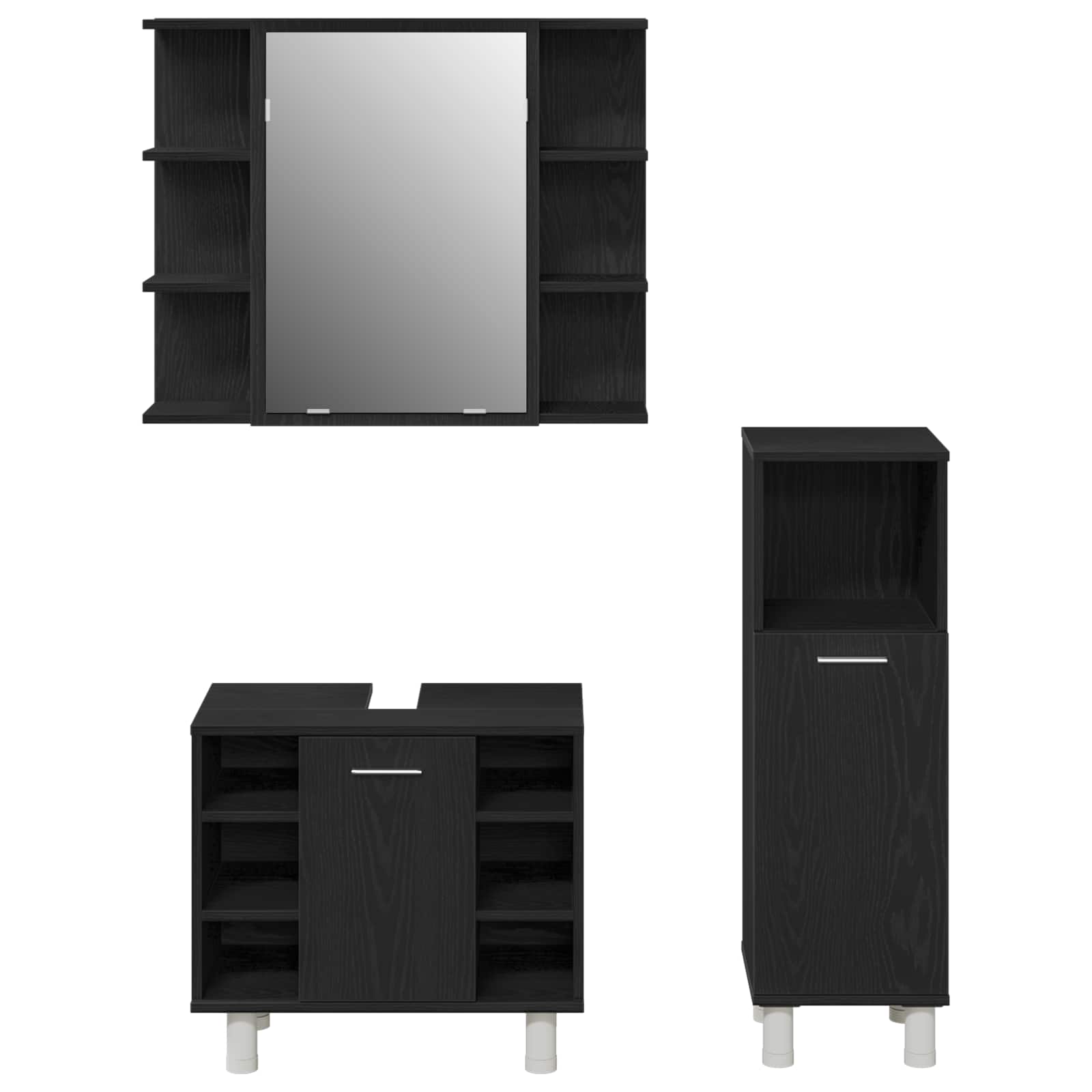 Set namještaja za kupaonicu Zidne 3 pcs Crna 30 x 30 x 99,5 cm