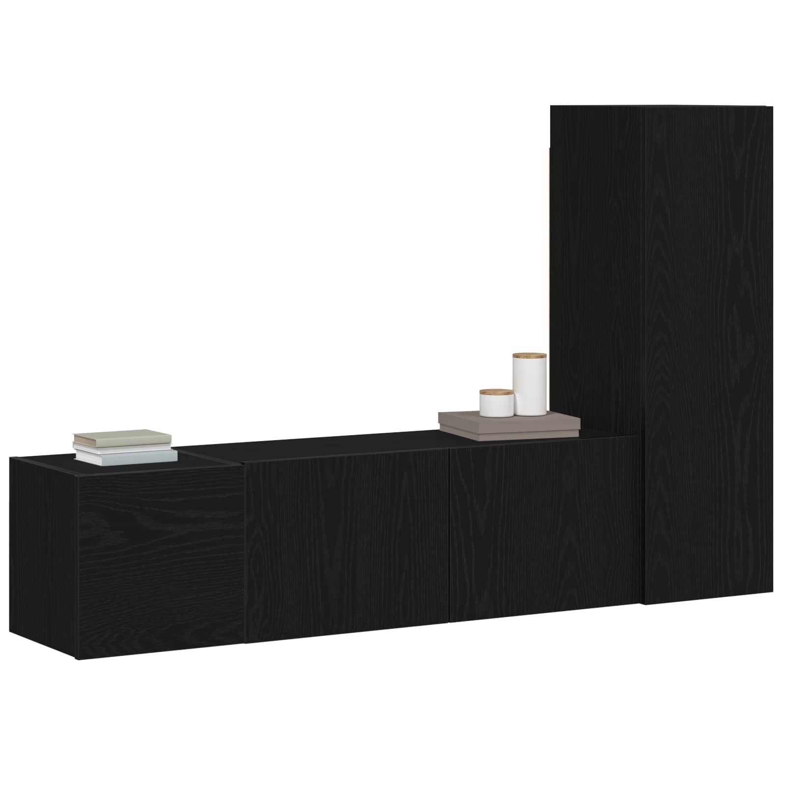 Set TV komoda Zidne 3 pcs Crni hrast 130,5 x 30 x 140 cm