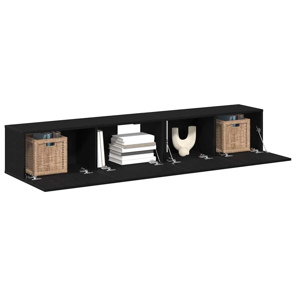 Set TV komoda Zidne 2 pcs Crni hrast Konstruirano drvo