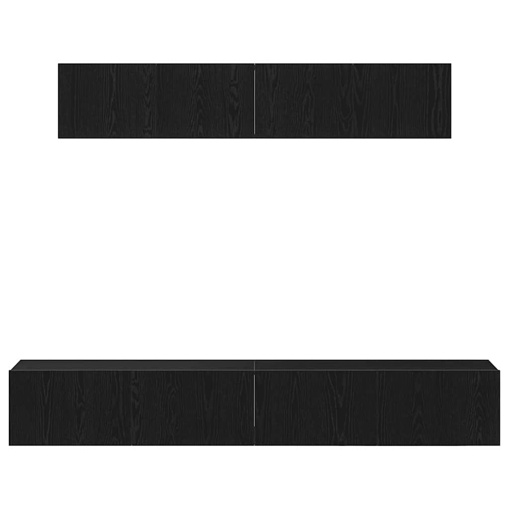 Set TV komoda Zidne 4 pcs Crni hrast Konstruirano drvo