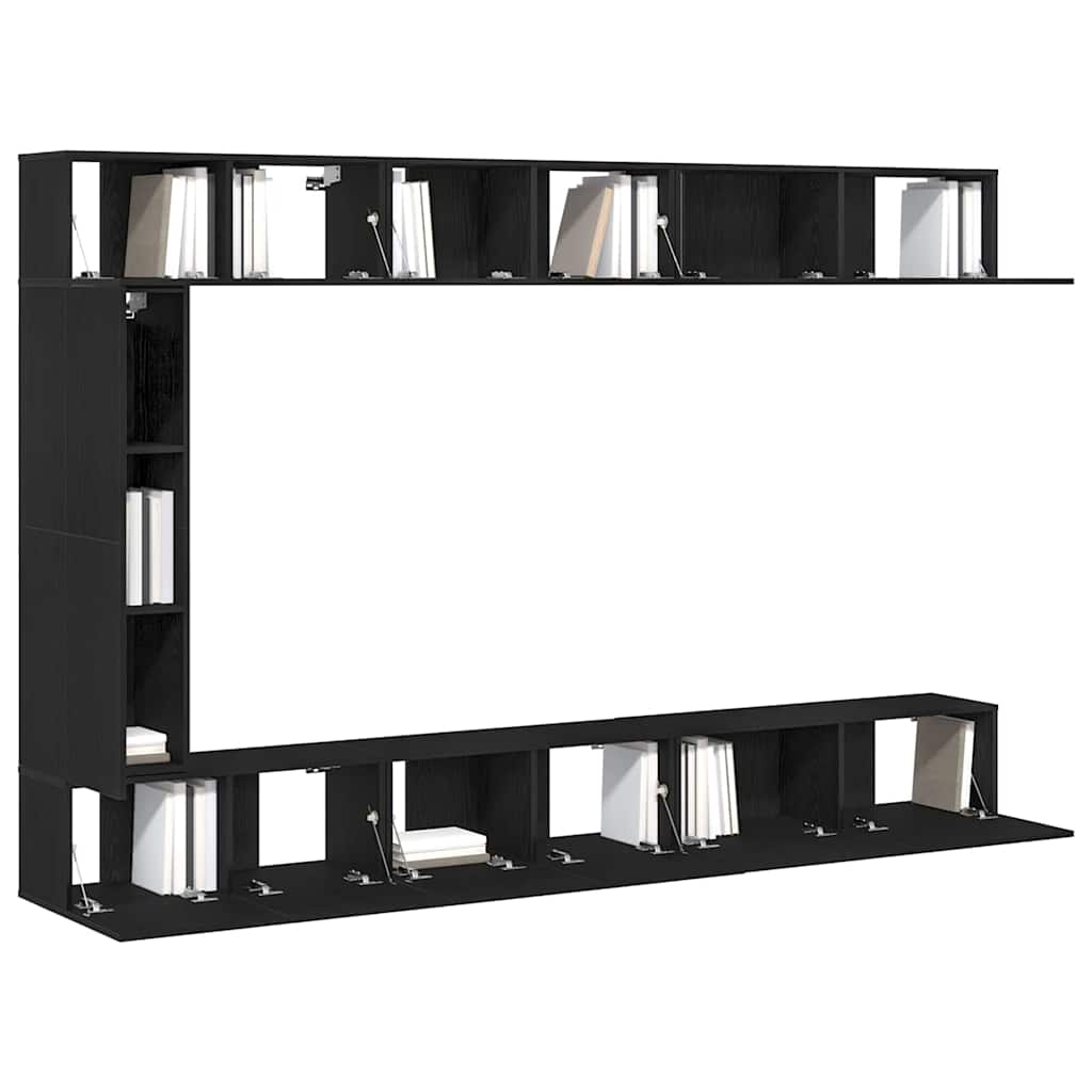 Set TV komoda Zidne 9 pcs Crni hrast Konstruirano drvo