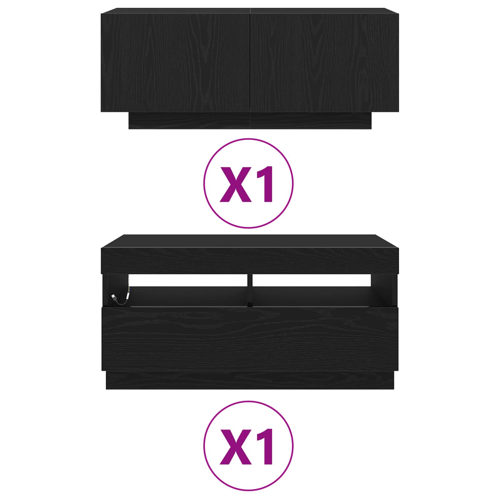 Set TV komoda 2 pcs Crna 180 x 35 x 40 cm Konstruirano drvo
