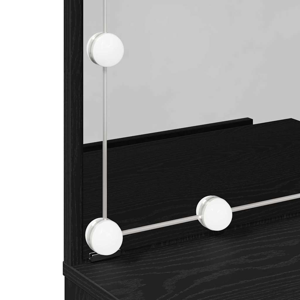 Set stola za oblačenje s LED 4 pcs Crni hrast Konstruirano drvo
