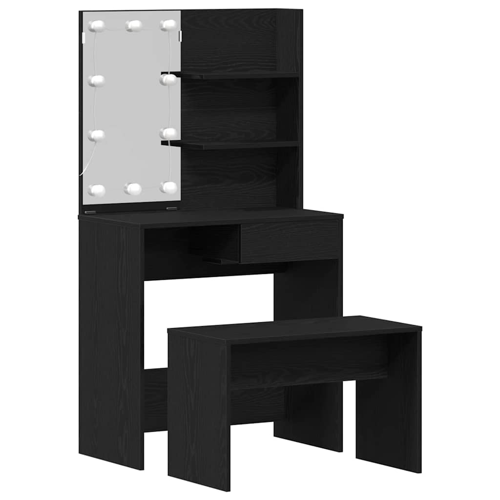 LED Set Toaletnog Stola 2 pcs Crni hrast Konstruirano drvo