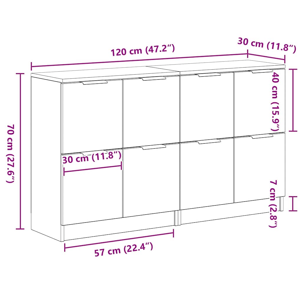 Kreveta 2 pcs Crni hrast 60 x 30 x 70 cm Konstruirano drvo