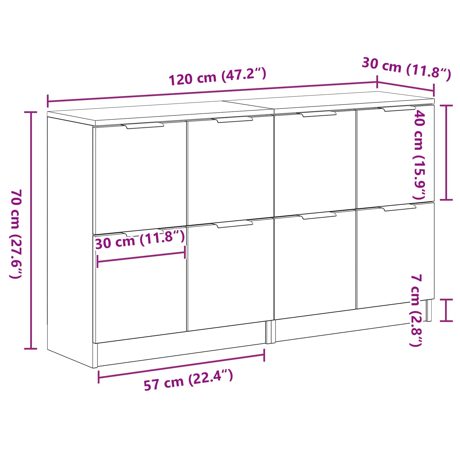 Kreveta 2 pcs Crni hrast 60 x 30 x 70 cm Konstruirano drvo