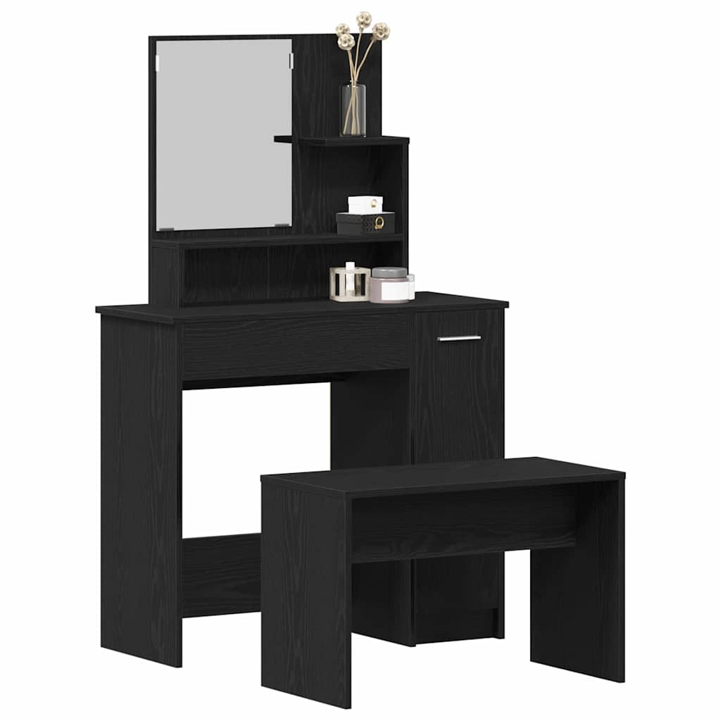 Set toaletnog stolića 2 pcs Crni hrast Konstruirano drvo
