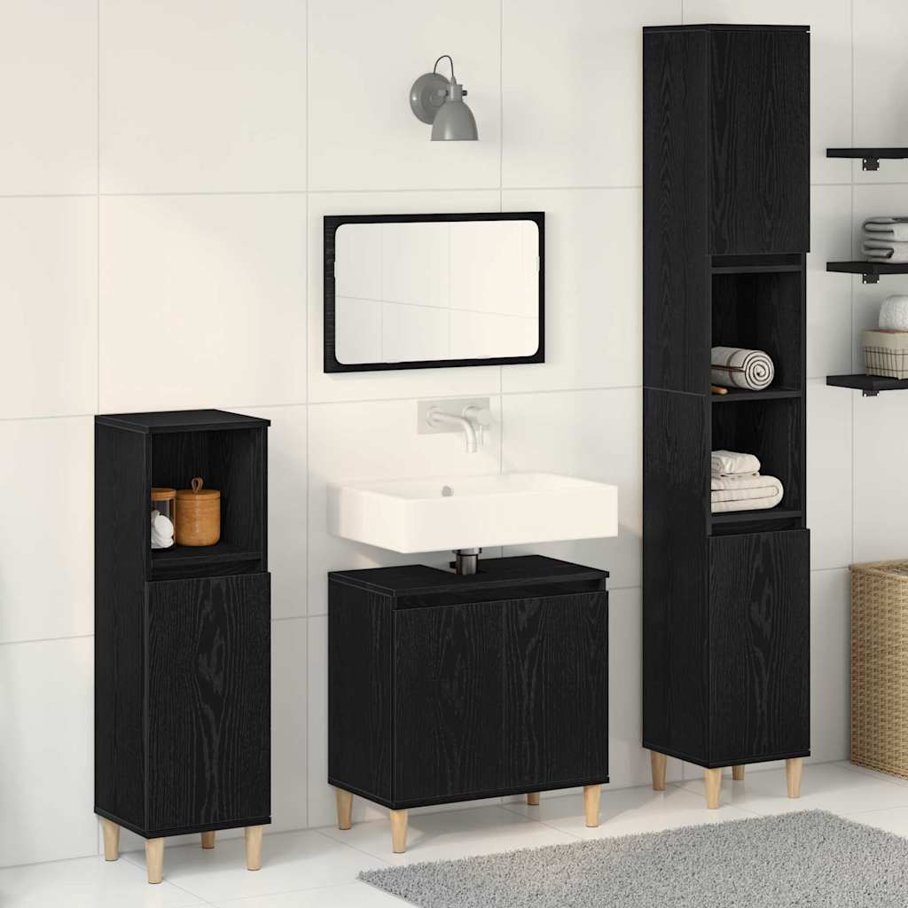 Set namještaja za kupaonicu Zidne s pohranom 3 pcs Crni hrast