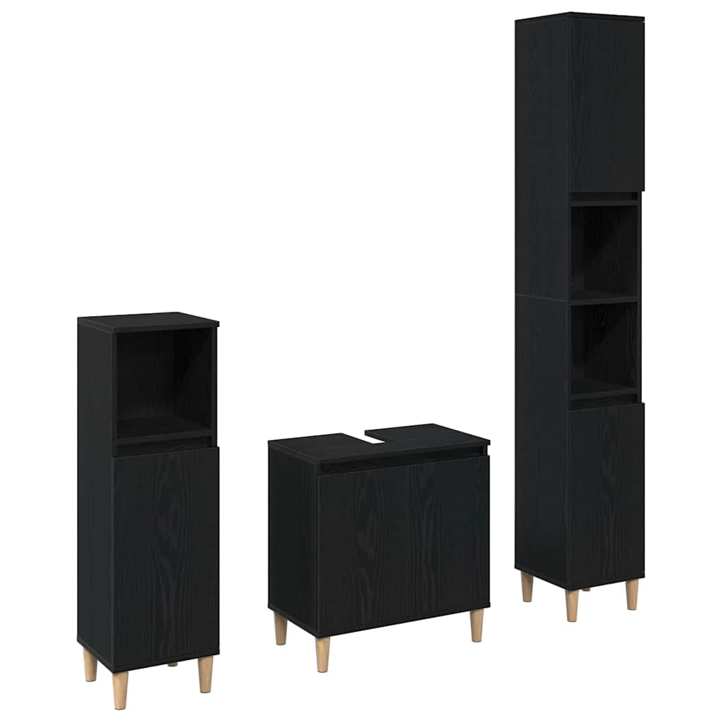 Set namještaja za kupaonicu Zidne s pohranom 3 pcs Crni hrast