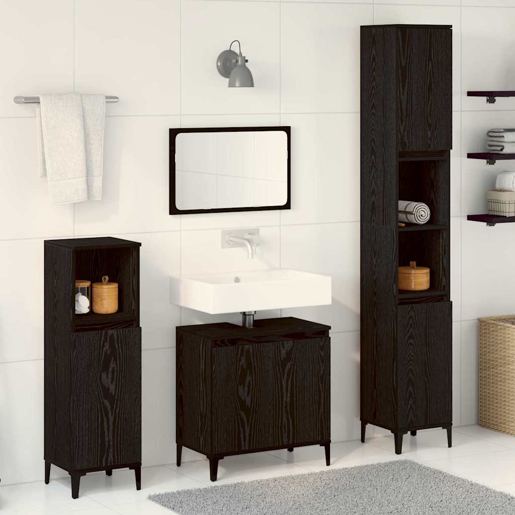 Set namještaja za kupaonicu Zidne s pohranom 3 pcs Crni hrast