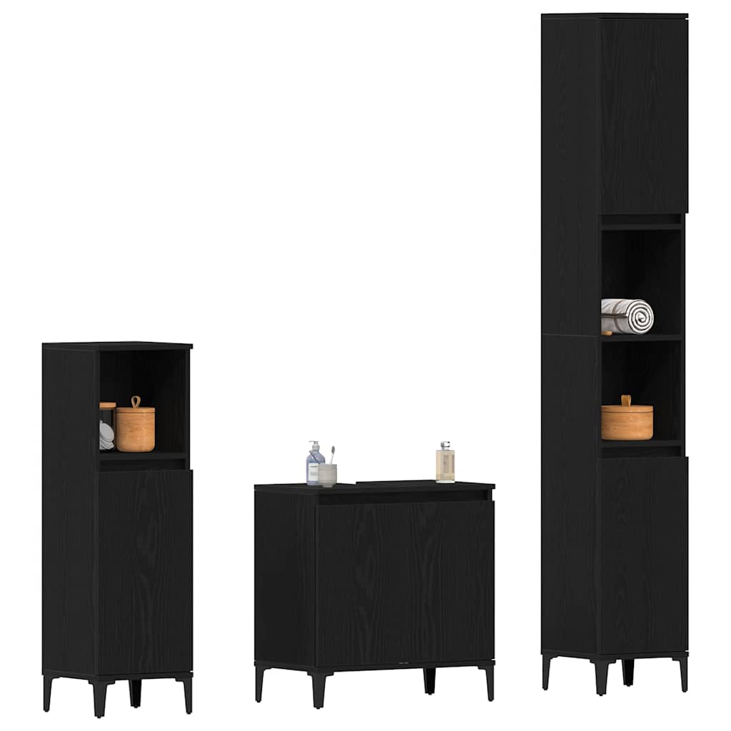Set namještaja za kupaonicu Zidne s pohranom 3 pcs Crni hrast