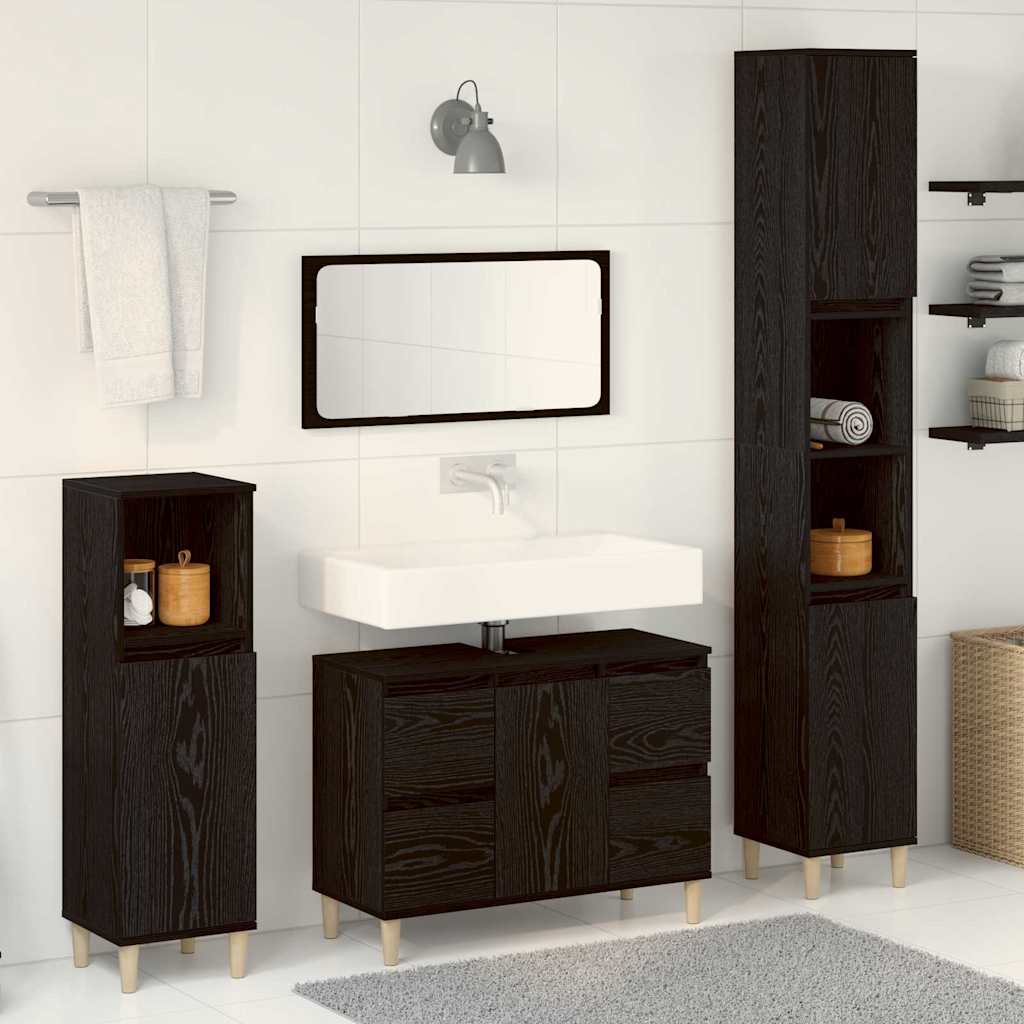 Set namještaja za kupaonicu Zidne s pohranom 3 pcs Crni hrast