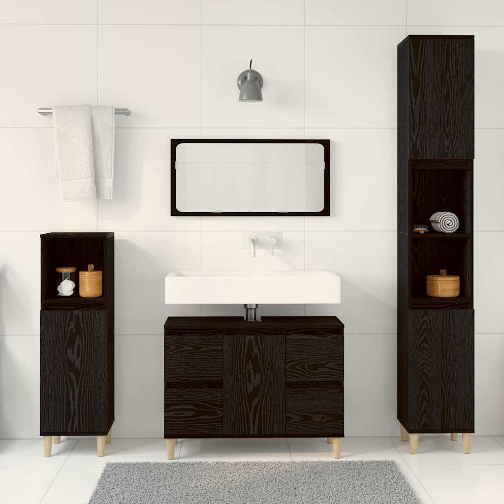 Set namještaja za kupaonicu Zidne s pohranom 3 pcs Crni hrast