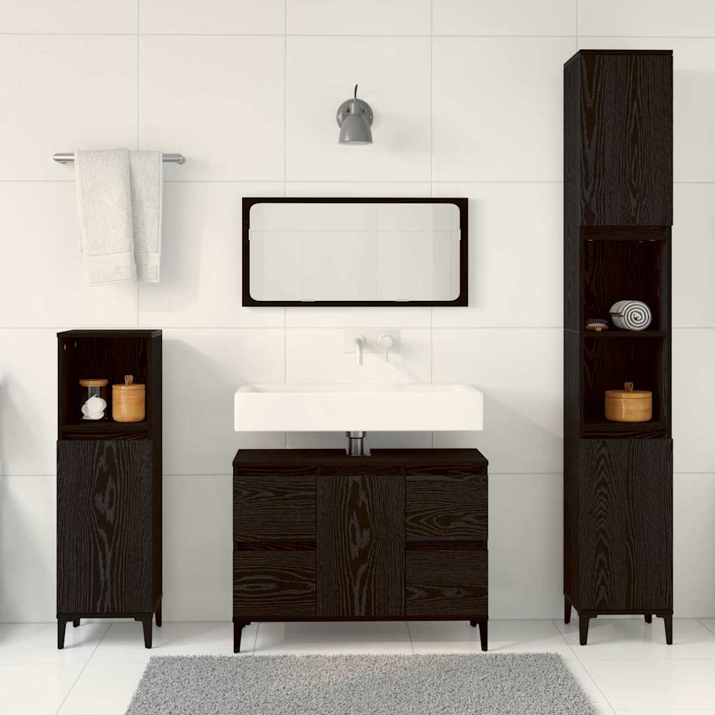 Set namještaja za kupaonicu Zidne s pohranom 3 pcs Crni hrast
