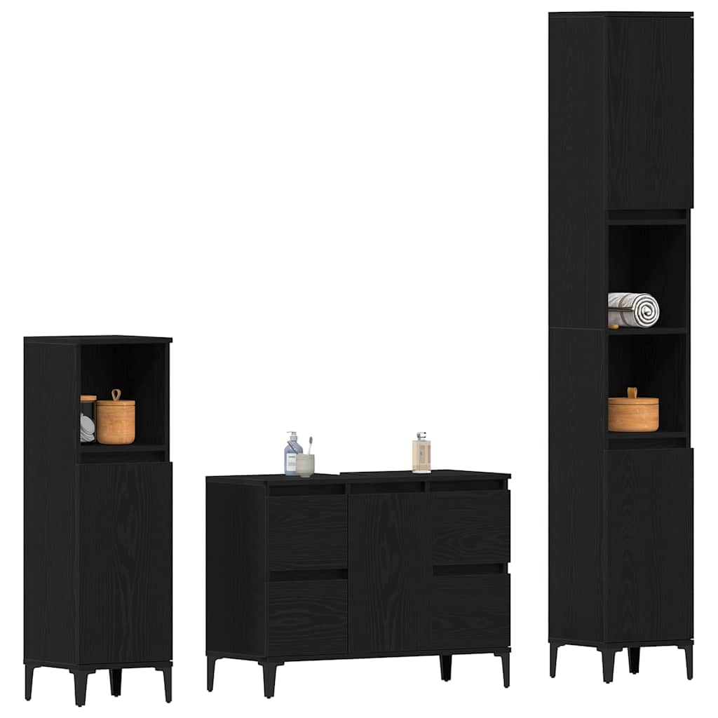 Set namještaja za kupaonicu Zidne s pohranom 3 pcs Crni hrast