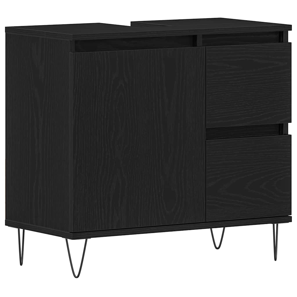 Set namještaja za kupaonicu 3 pcs Crni hrast 30 x 30 x 190 cm