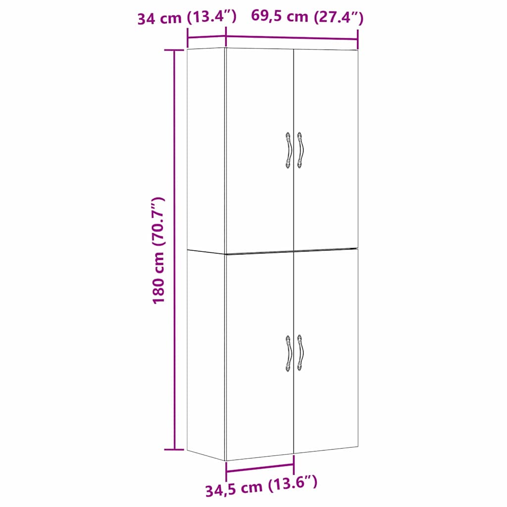 Ormar za montažu na zid 2 pcs Crni hrast 69,5 x 34 x 90 cm
