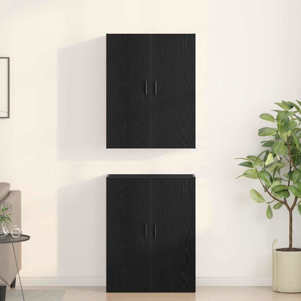 Ormar za montažu na zid 2 pcs Crni hrast 69,5 x 34 x 90 cm