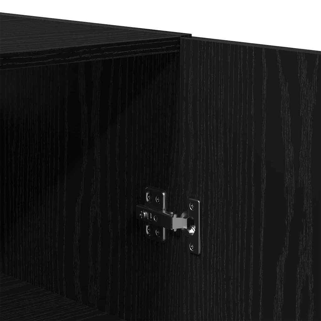 Highboard 2 pcs Crni hrast Inženjersko drvo i staklo