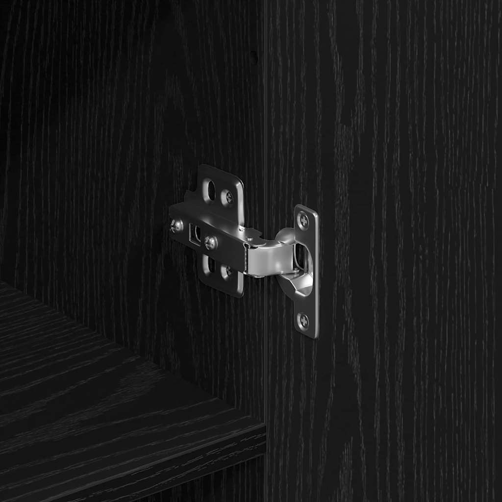 Highboard 2 pcs Crni hrast Inženjersko drvo i staklo