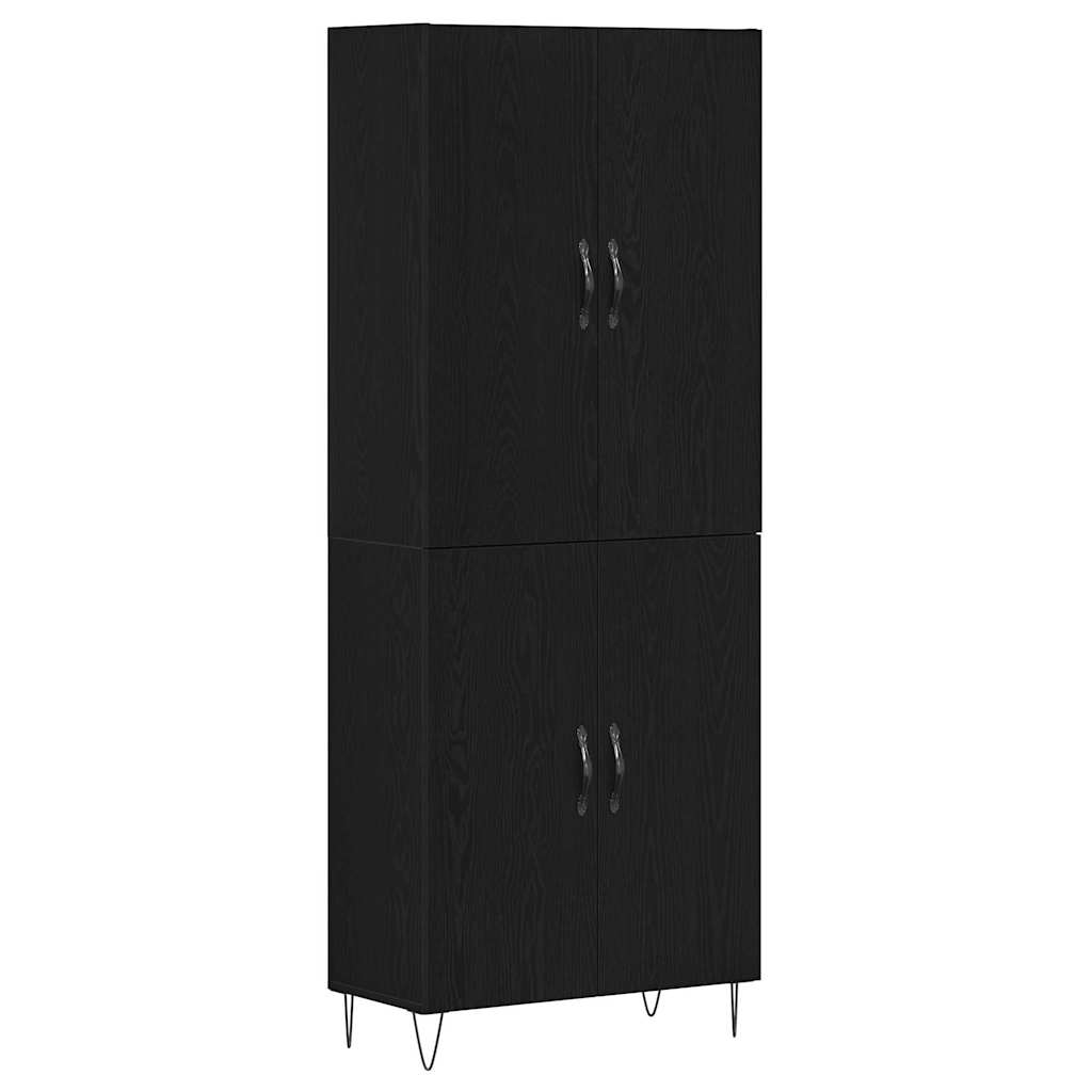 Highboard 2 pcs Crni hrast Inženjersko drvo i staklo