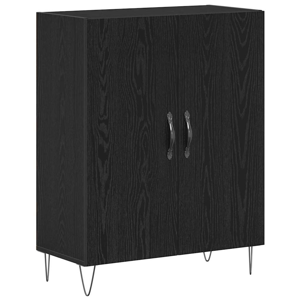 Highboard 2 pcs Crni hrast Inženjersko drvo i staklo