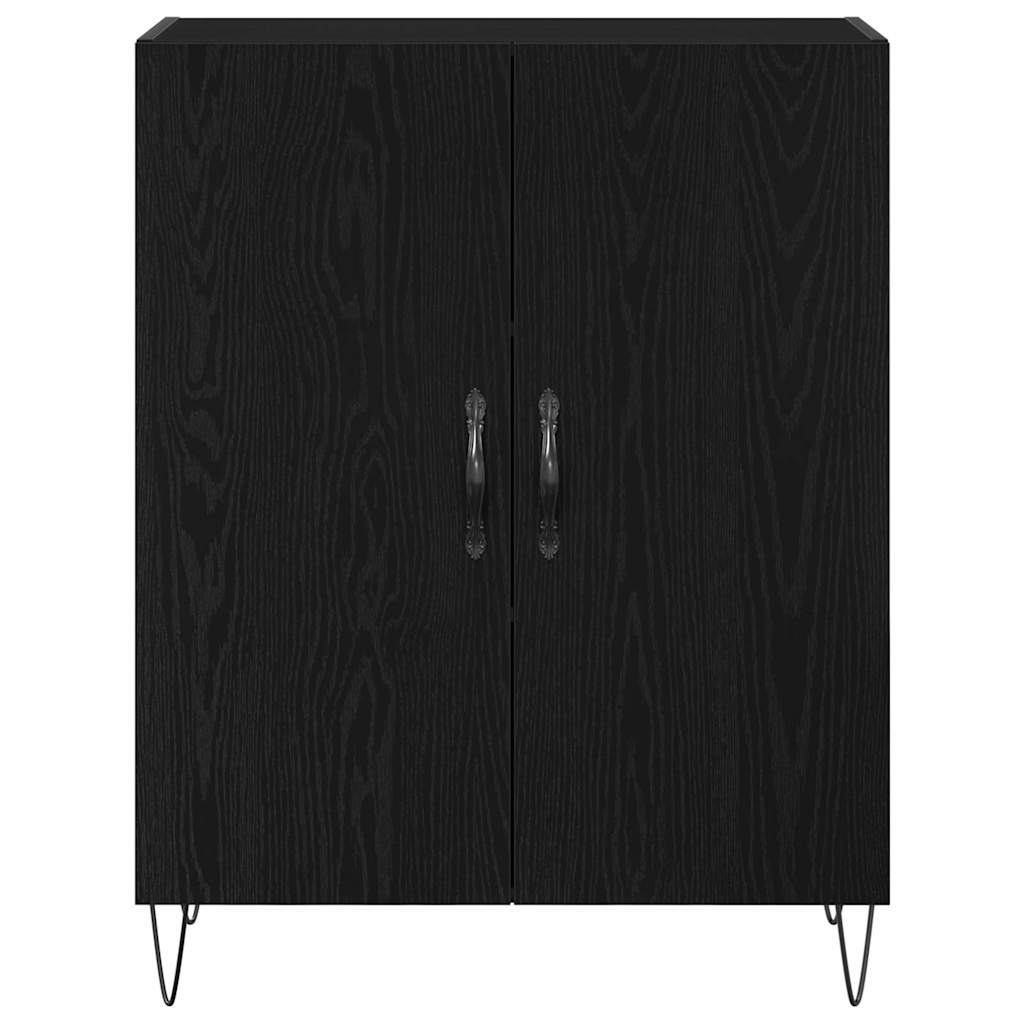 Highboard 2 pcs Crni hrast Inženjersko drvo i staklo