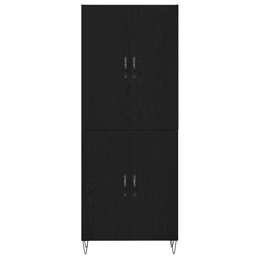 Highboard 2 pcs Crni hrast Inženjersko drvo i staklo