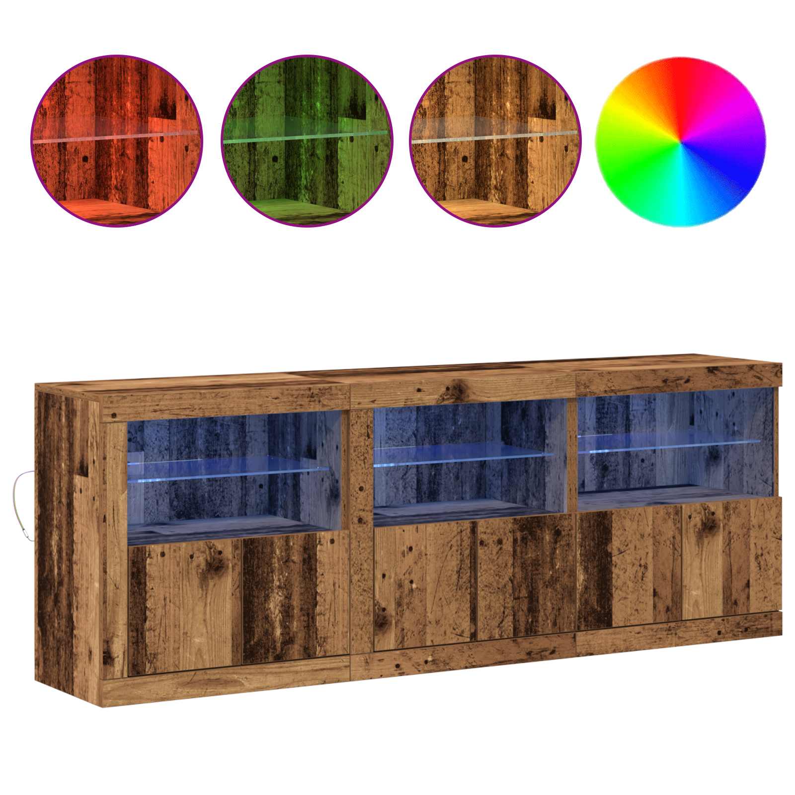 LED komoda Staro drvo 181 x 37 x 67 cm Konstruirano drvo