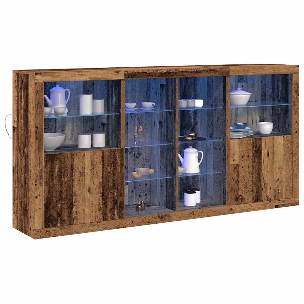 LED komoda 3 pcs Staro drvo 202 x 37 x 100 cm Konstruirano drvo