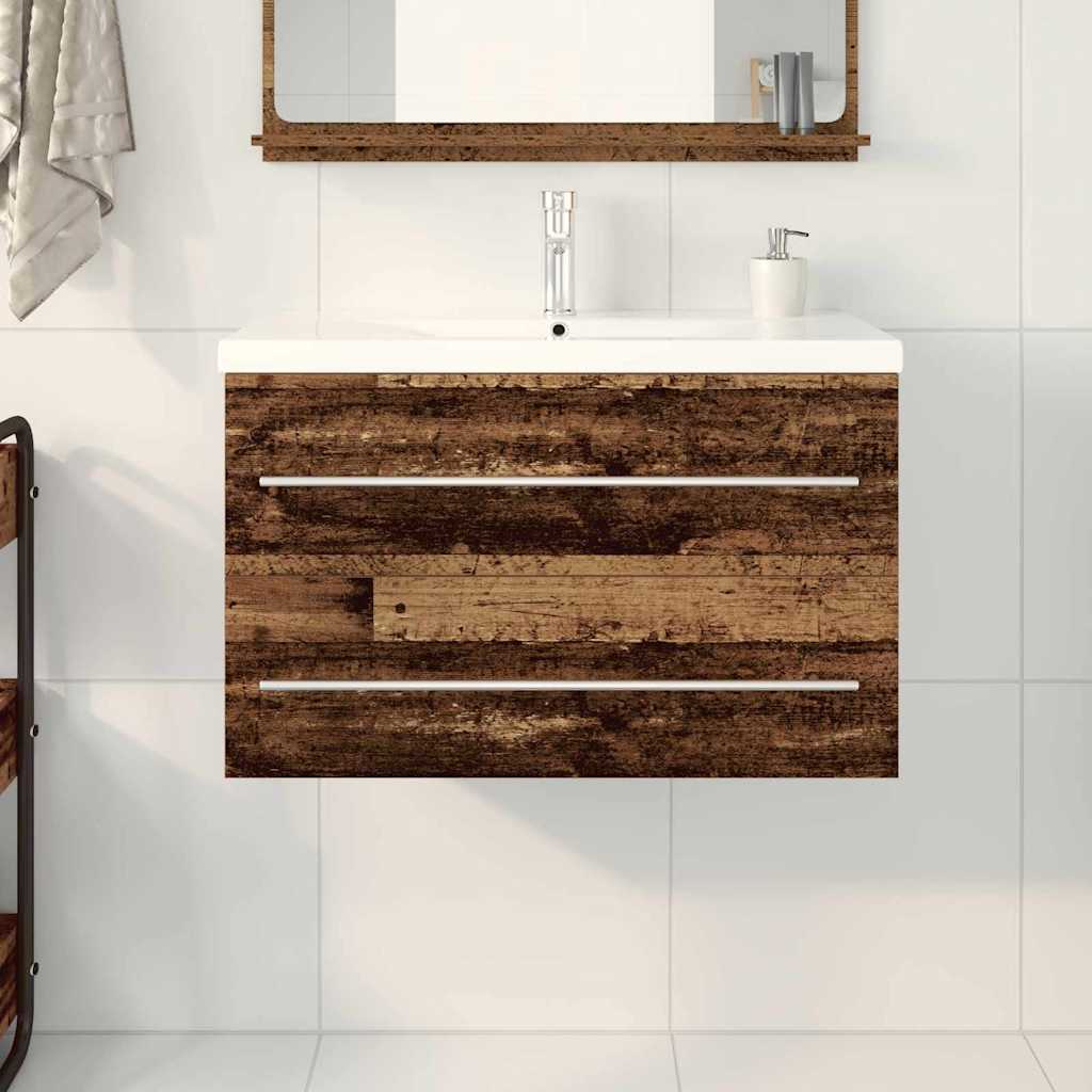 Kupaonski ormarić za sudoper 2 pcs Staro drvo 80 x 38,5 x 48 cm