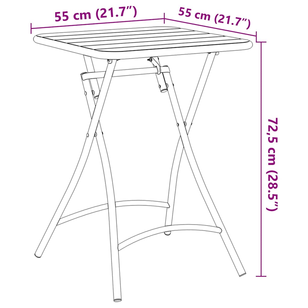 Bistro Stol Bijelo 55 x 55 x 72,5 cm Čelik s prahom