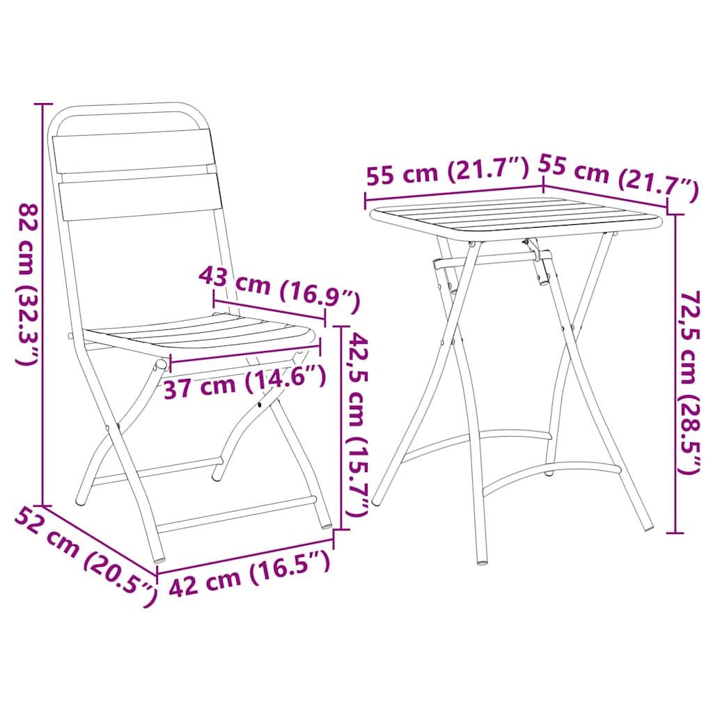 Bistro set 3 pcs Zelena Čelik