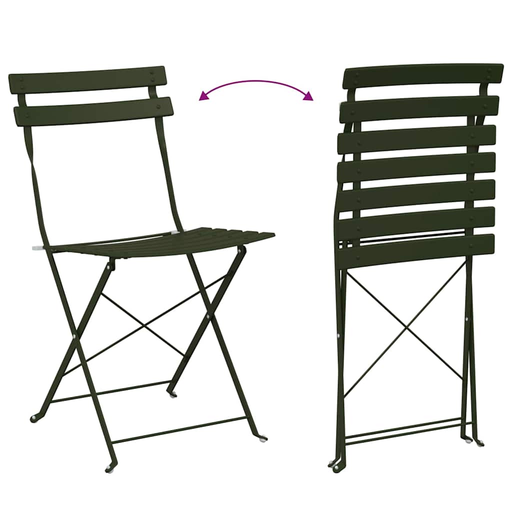 Sklopiva stolica za vrt 2 pcs Zelena 42 x 46 x 82cm Metal