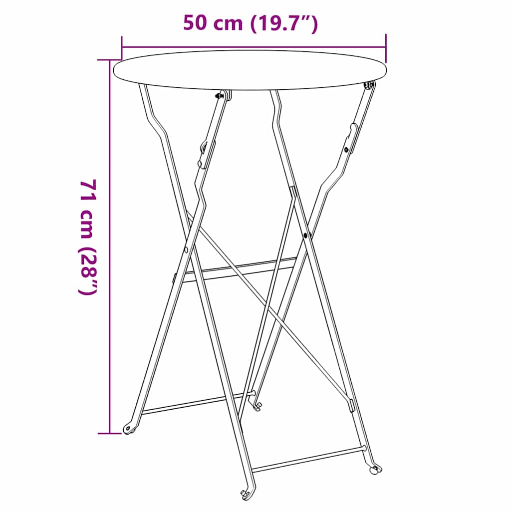 Bistro Stol Bijelo Ø 50 x 71 cm Čelik s prahom